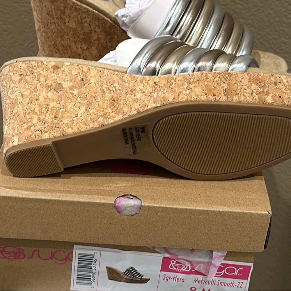 Sugar Gold and Silver Striped Mules - Picture 9 of 10